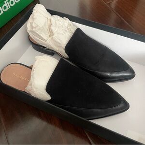 Halogen black leather/suede mule